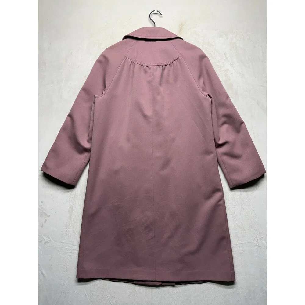 Vintage 80s Forecaster of Boston Women's M Trench Coat Woven Polyester Raincoat - Picture 2 of 6